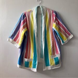 Vintage 60s-70s Handmade Terrycloth Towel beach Coverup Rainbow